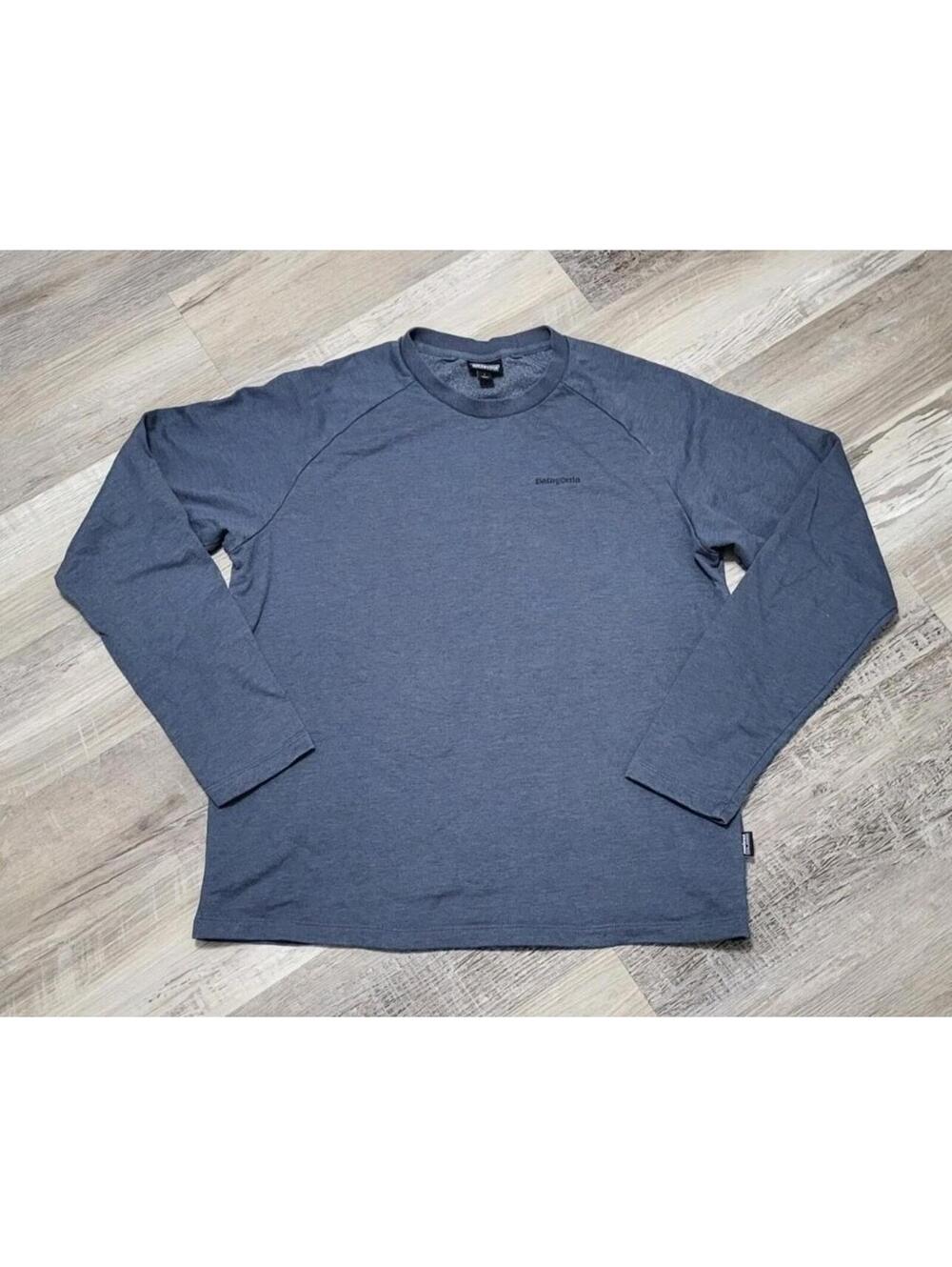 Patagonia Mens Large Faded Spell Out Box Logo Lightweight Crewneck Sweatshirt